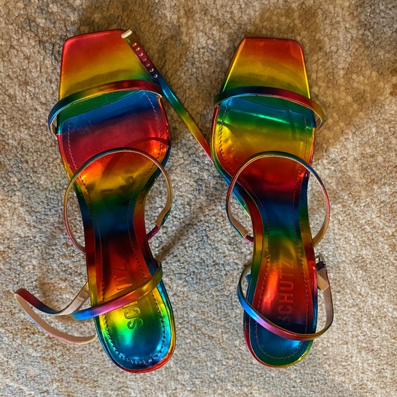 Gorgeous SCHUTZ rainbow heels size 7.5 worn ONLY ONCE - Picture 4 of 4